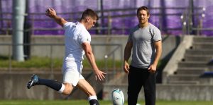 England players and staff during media access before an international rugby fixture