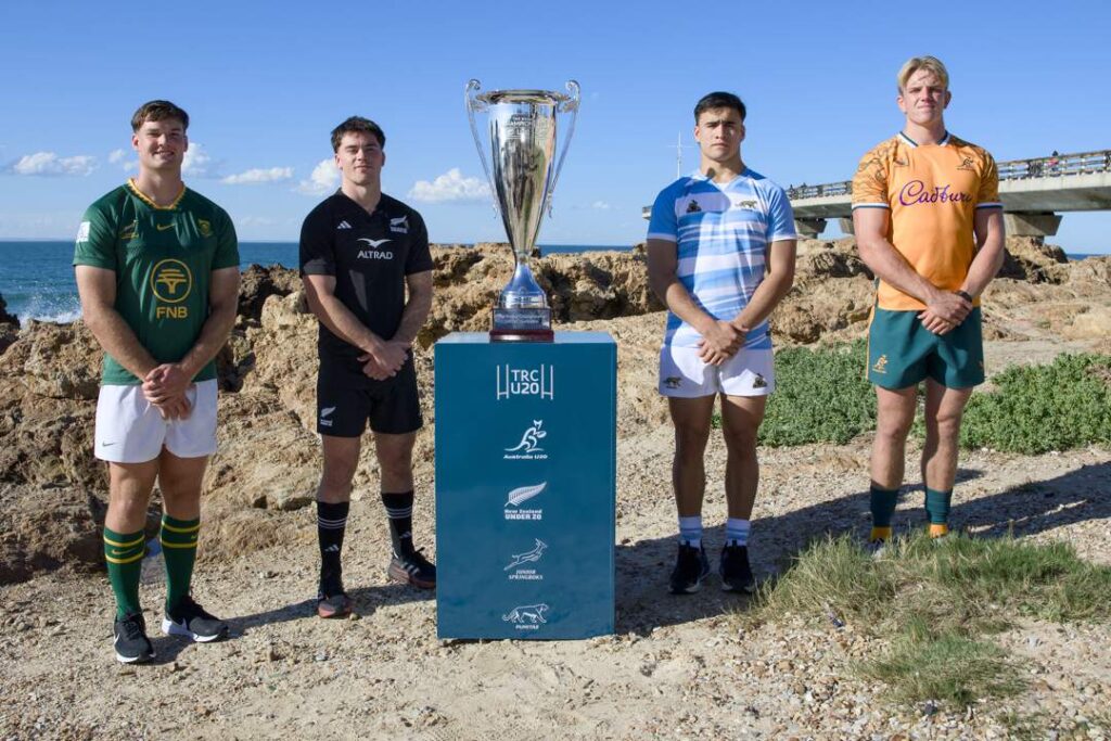 Haki Wiseman poses with the U20 Rugby Championship trophy ahead of New Zealand U20 duty