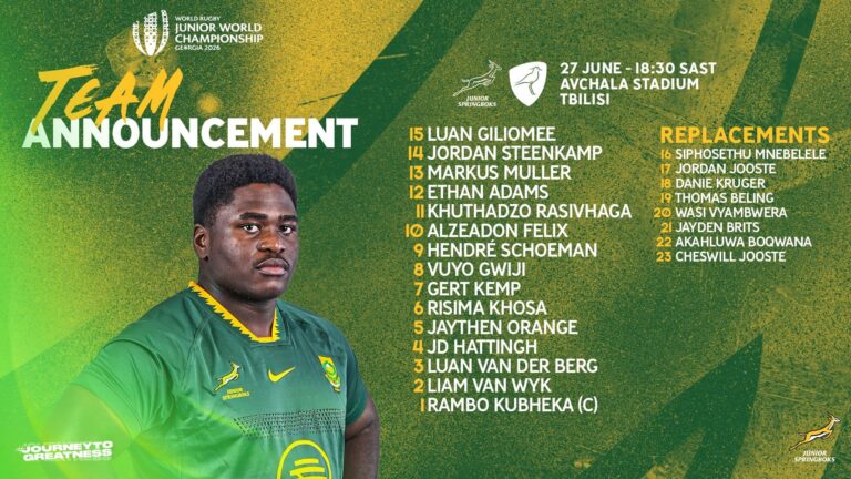Kubheka Captaincy Gives Junior Boks Uruguay Opener Edge