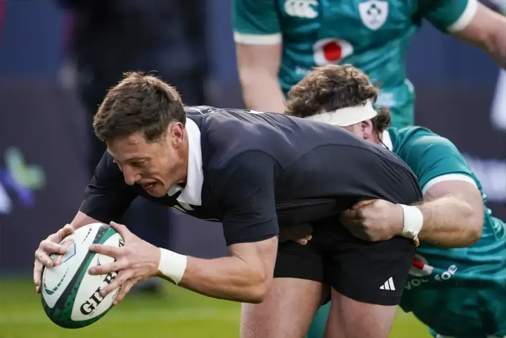 All Blacks and Ireland players ahead of their Rugby Nations Championship Test at Eden Park