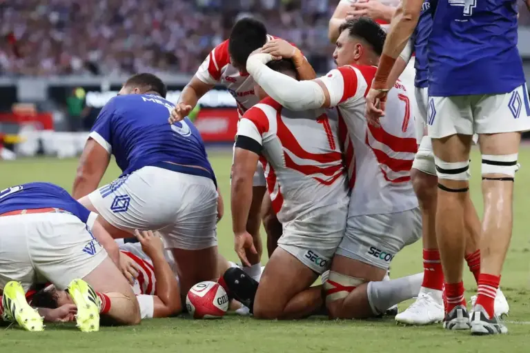 Japan and Australia players ahead of their international Test match