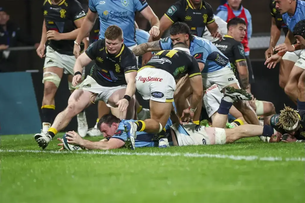 Wellington and Hawke's Bay players in action during their NPC round one match